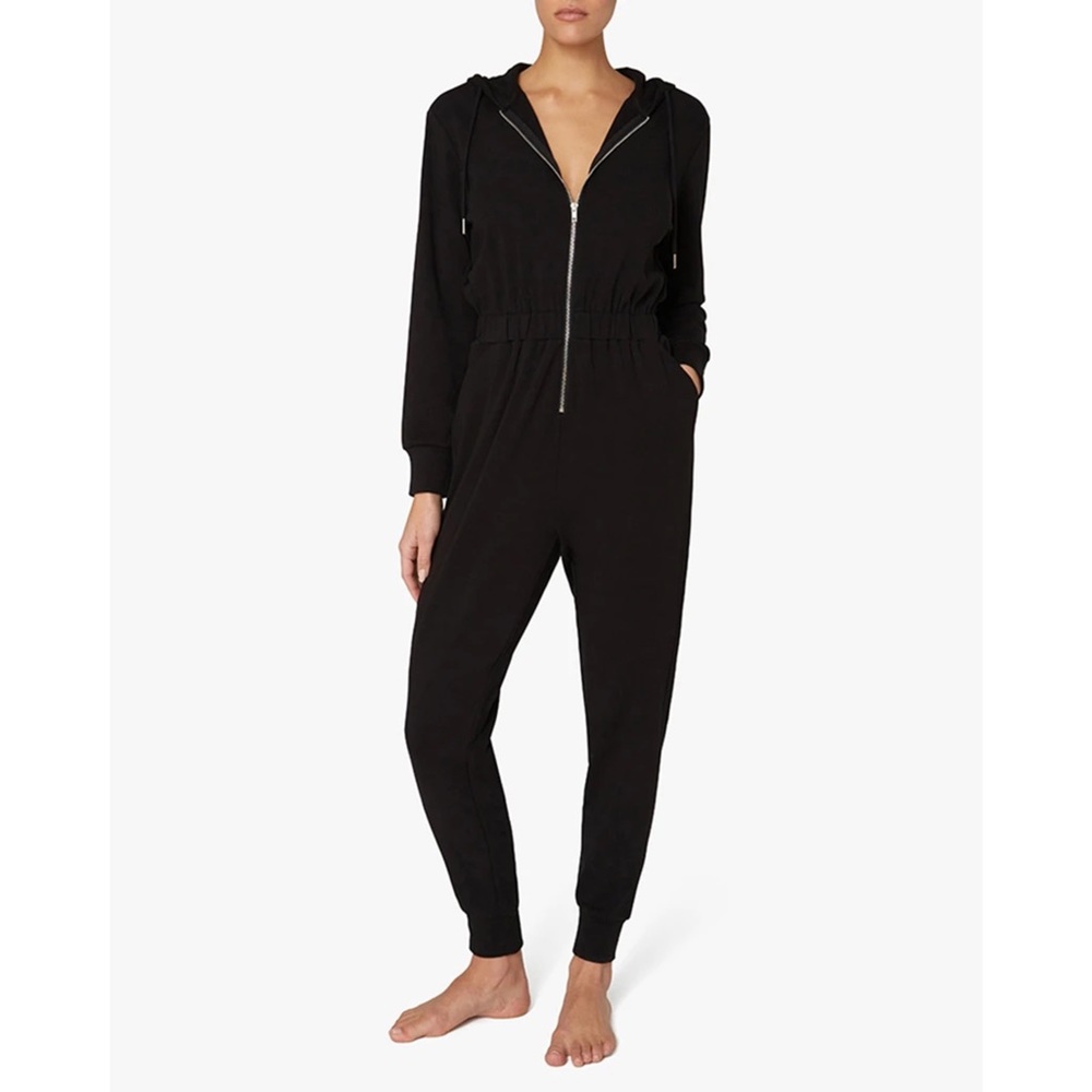WeWoreWhat Leisure Sweatshirt Sweatsuit Zip Up Jumpsuit - Black XS Like New
